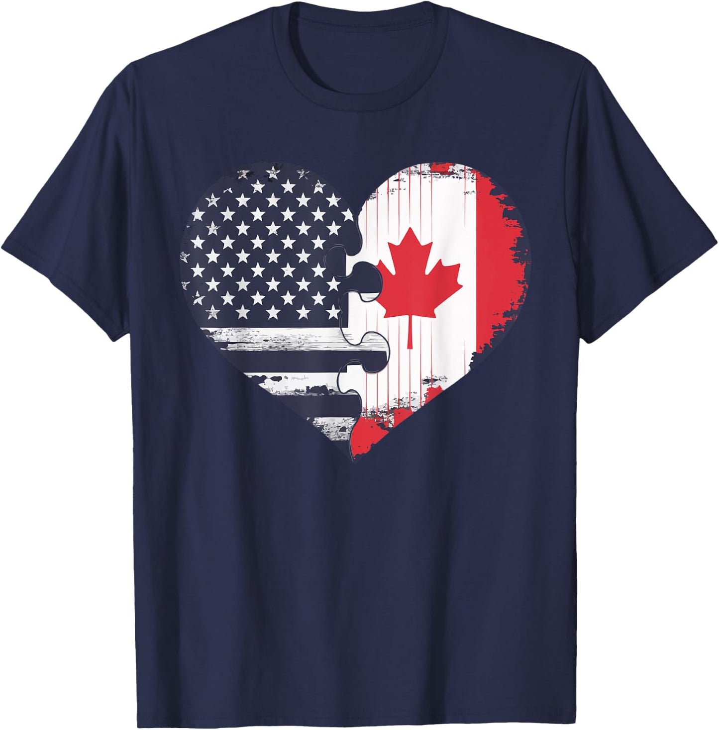 Half American Half Canadian USA Flag Canada America T-Shirt - T-Shirt | Navy