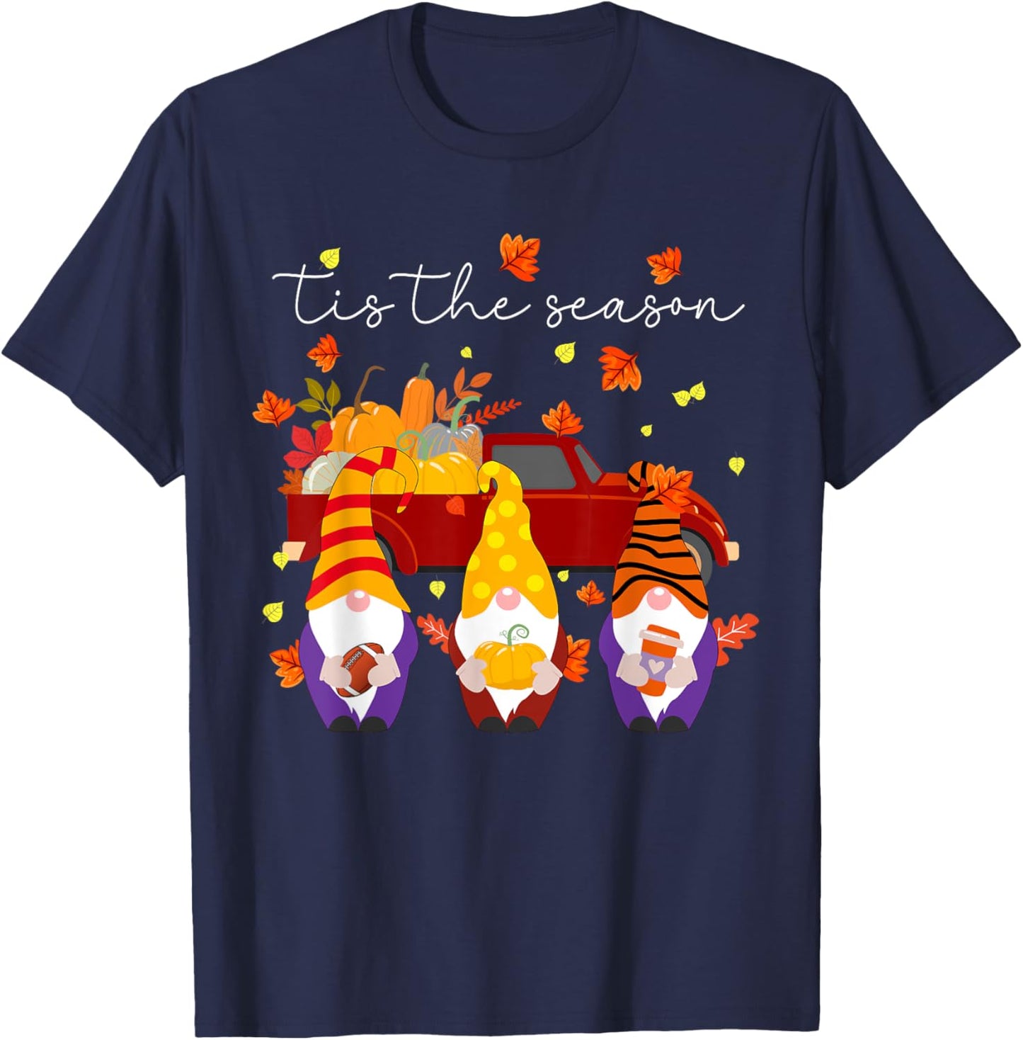 Tis The Season Fall Pumpkin Gomes Thanksgiving Football T-Shirt - T-Shirt | Navy