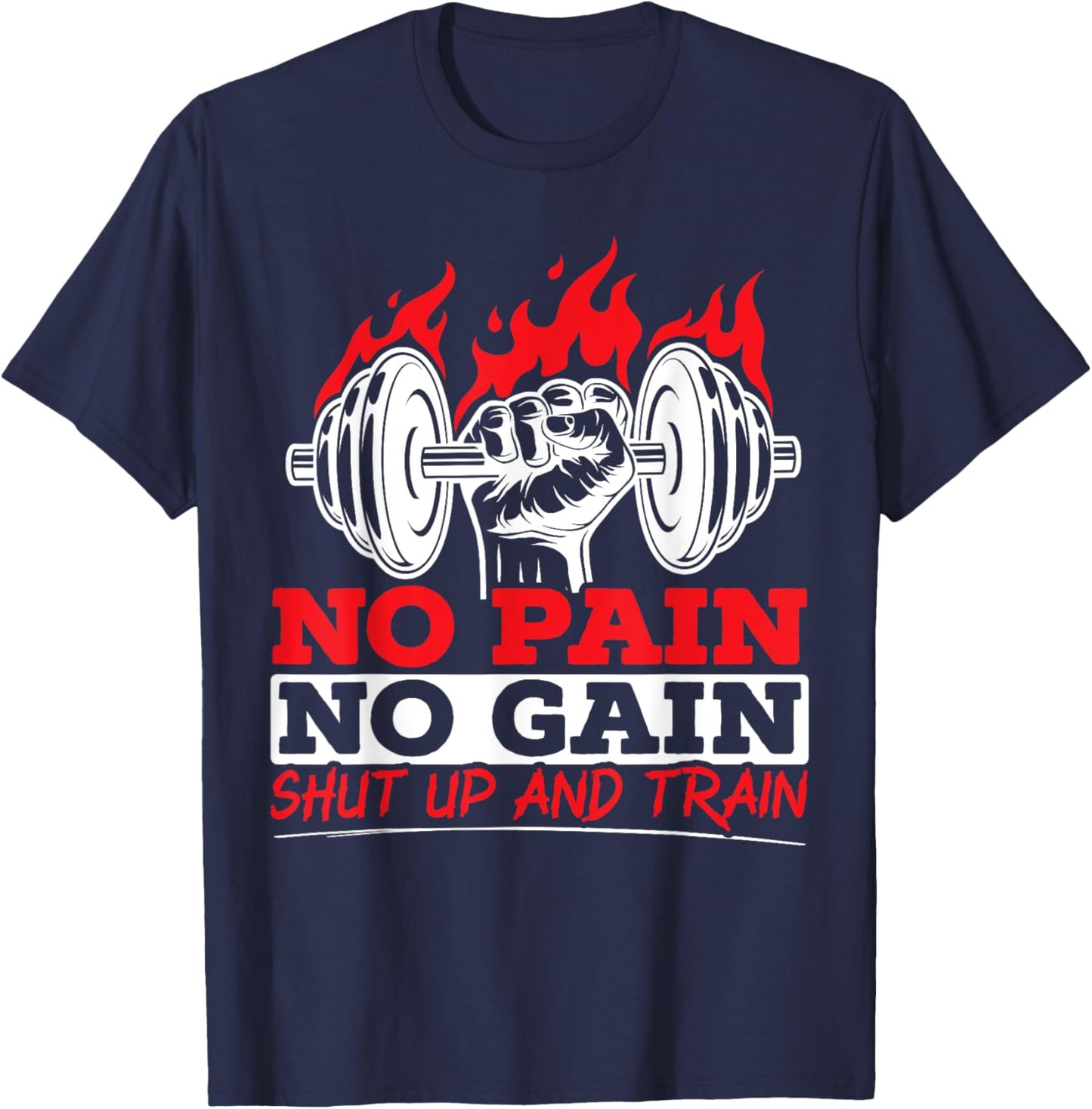 All Pain No Gains Gym Weightlifting Bodybuilding Fitness T-Shirt - T-Shirt | Navy