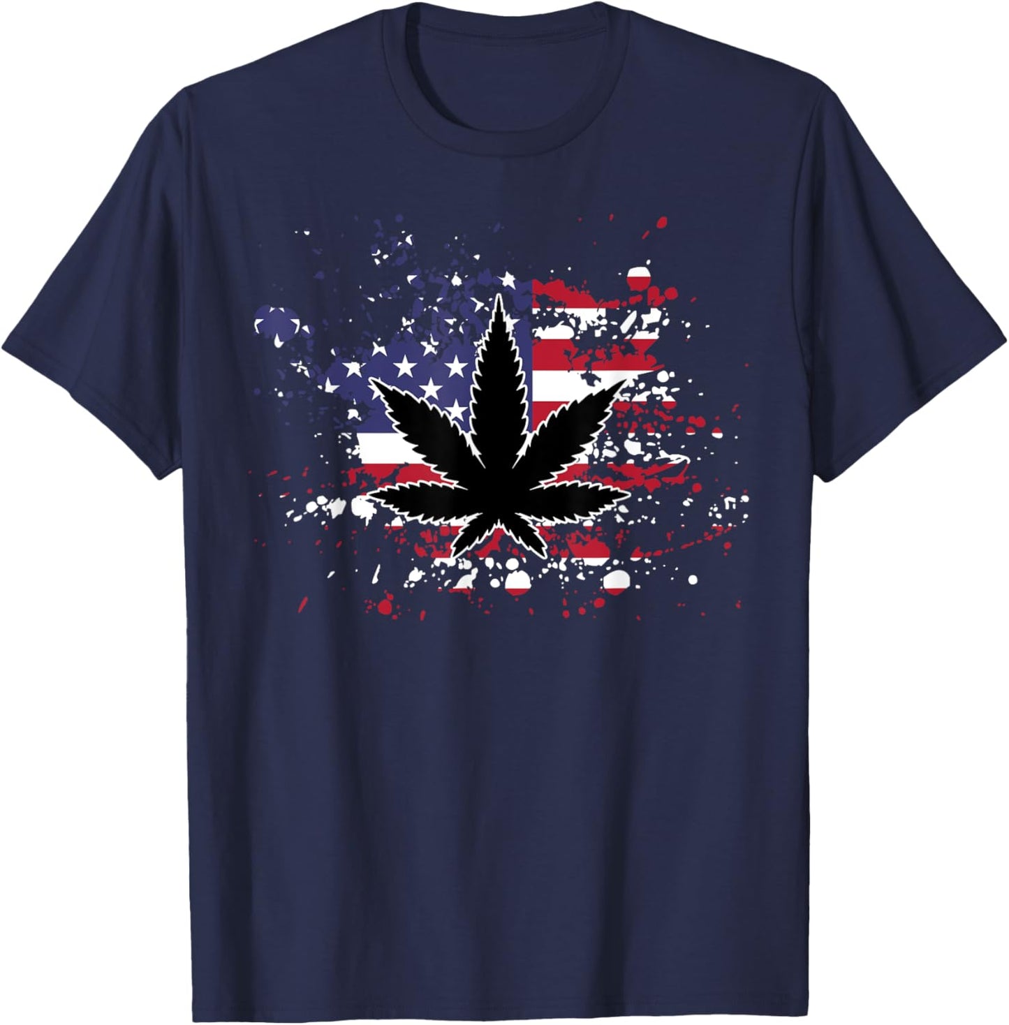 Weed American Flag 4th Of July Marjuana Patriotic Stoner Men T-Shirt - T-Shirt | Navy