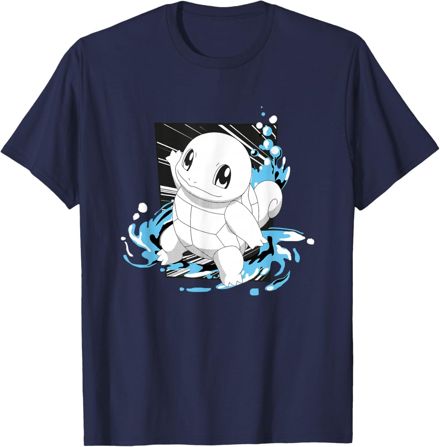 Pokémon Squirtle Splashing Water Manga Panel T-Shirt - T-Shirt | Navy