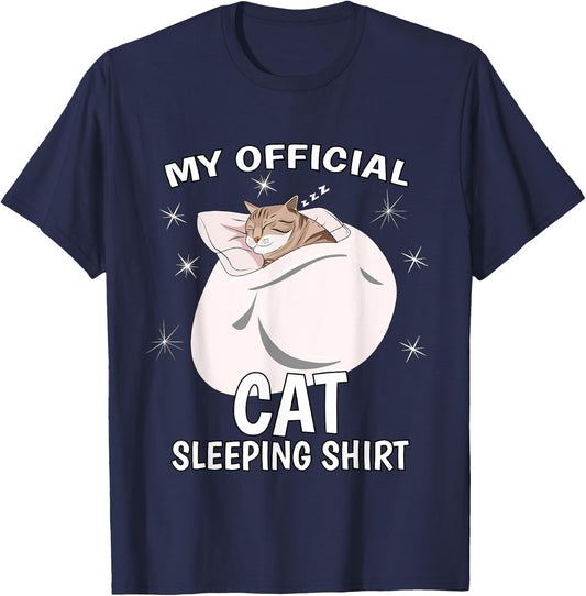 My Official Sleeping Shirt PJ Pajama Top Kitten Cat T-Shirt - T-Shirt | Navy