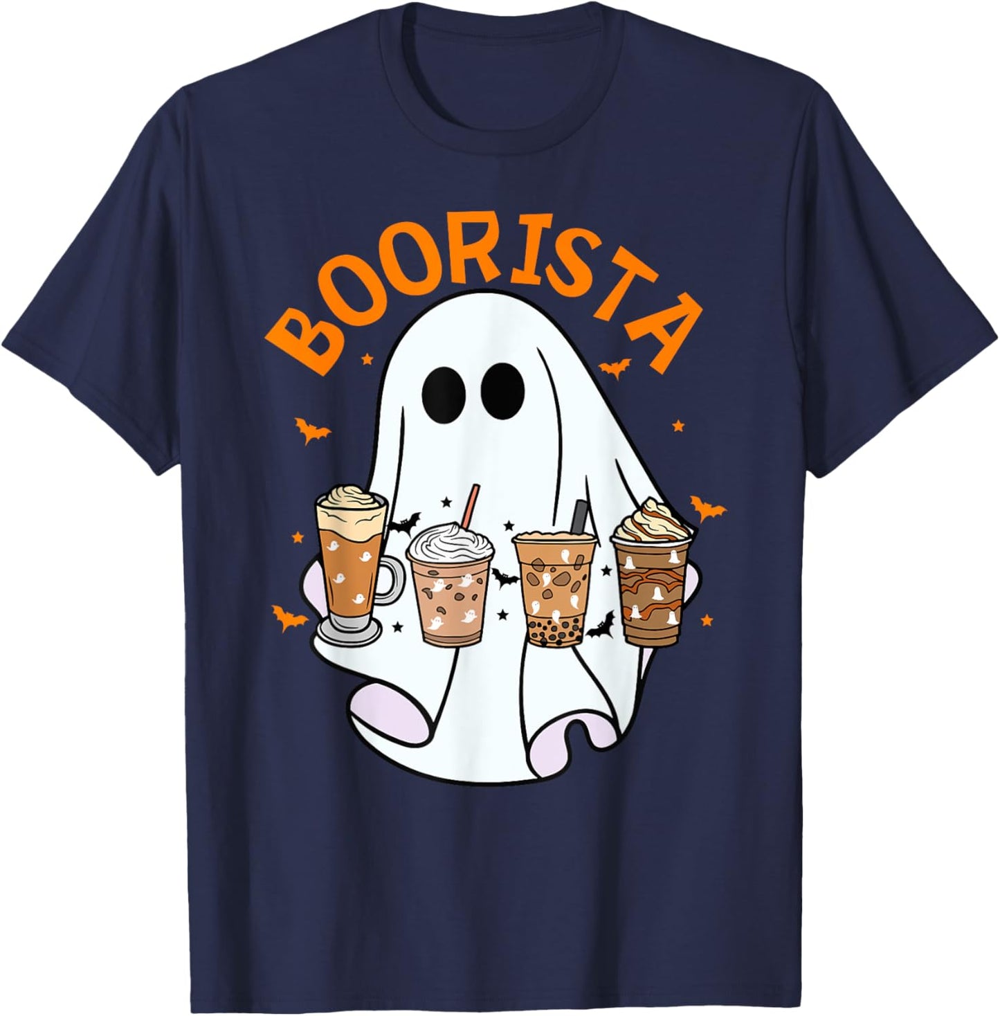 Boorista Barista Ghost Coffee Halloween Spooky Season Funny T-Shirt - T-Shirt | Navy