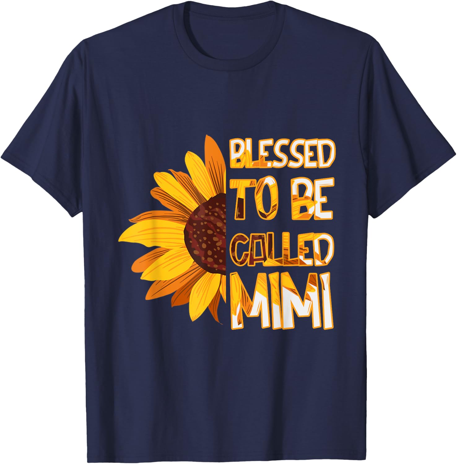 Mom Blessed To Be Called Mimi Flower Mothers Day T-Shirt - T-Shirt | Navy