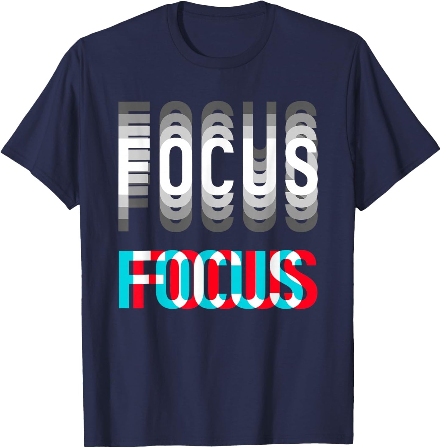Focus Optical Illusion Trippy Funny Motivational Men Women T-Shirt - T-Shirt | Navy