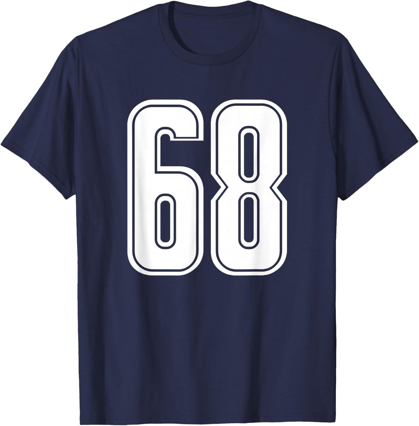Number #68 White Sport Number 68 T-Shirt - T-Shirt | Navy