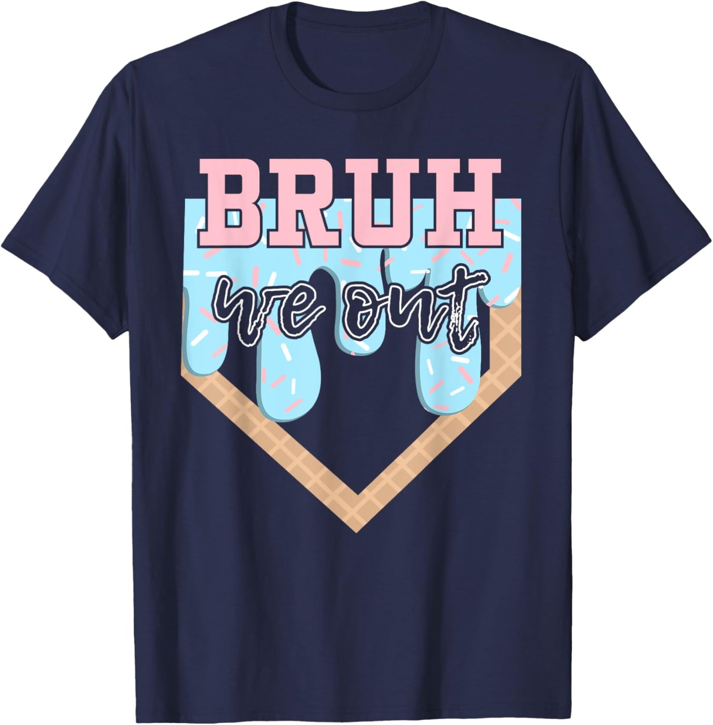 Bruh We Out Baseball Drip Boys Last Day Of School Summer T-Shirt - T-Shirt | Navy
