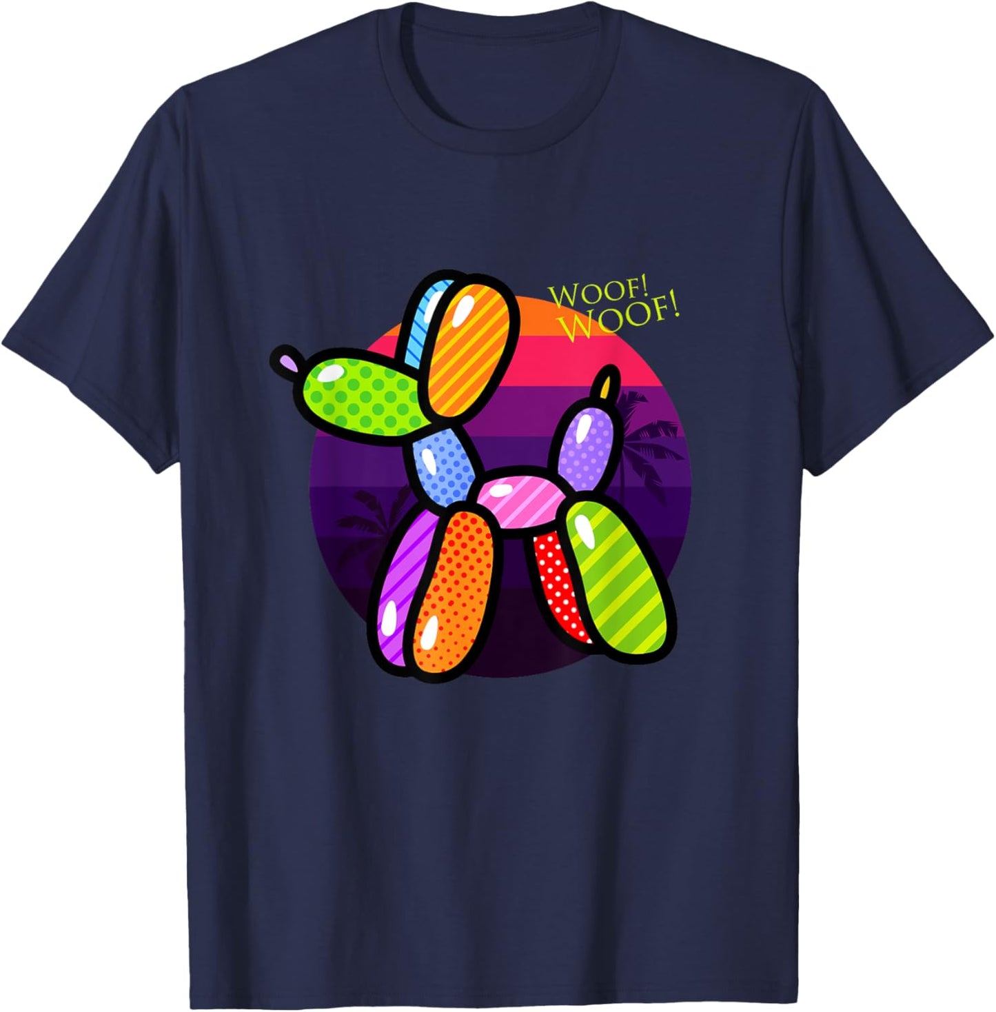 Poodle Dog Balloon Animal Illustration Graphic Designs T-Shirt - T-Shirt | Navy