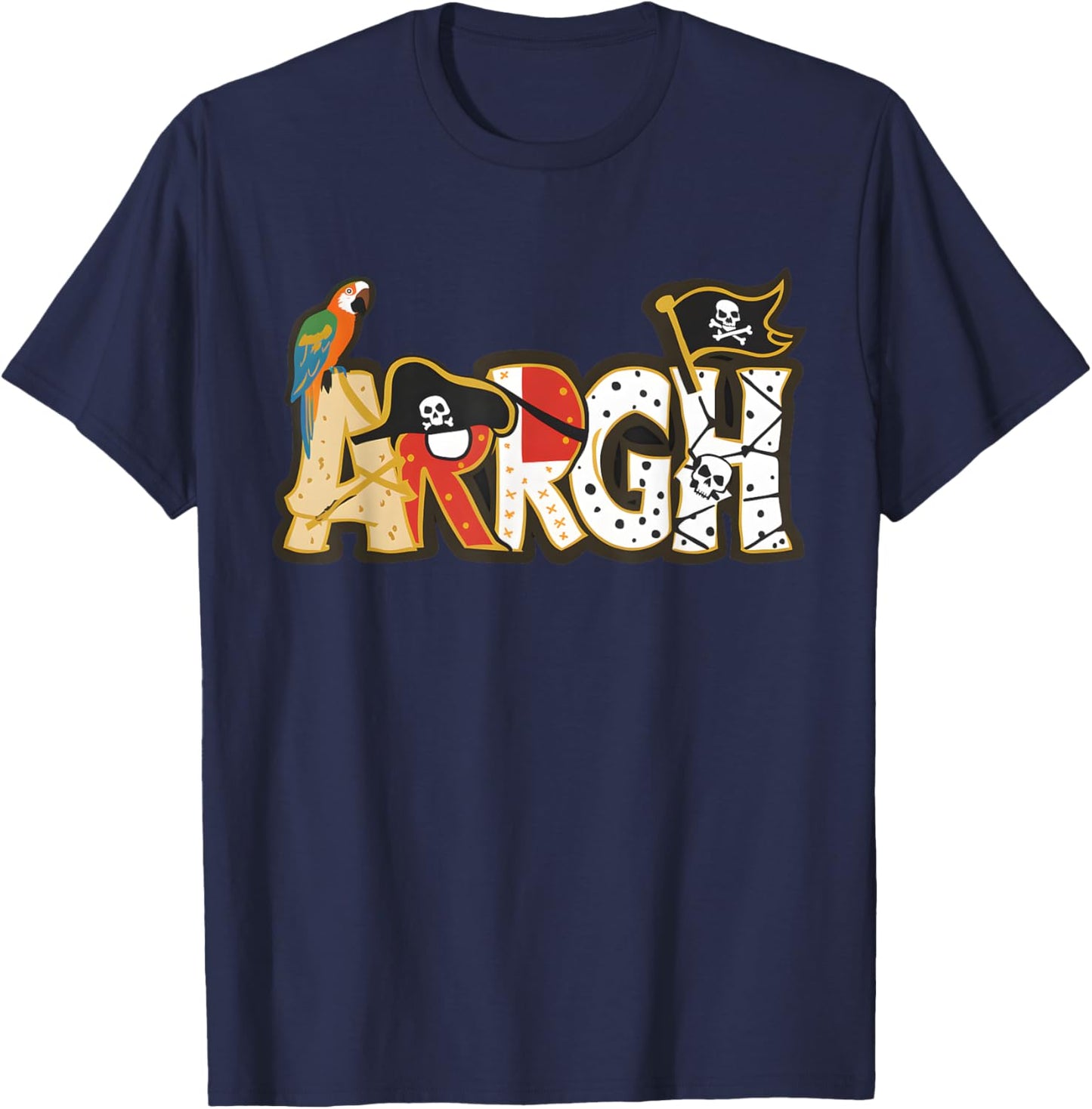 Fun ARRGH Pirate Style Pirate Costume ARGH Pirate T-Shirt - T-Shirt | Navy