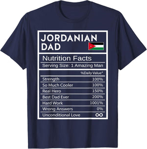 Jordanian Dad Nutrition Facts National Pride Gift Dad T-Shirt - T-Shirt | Navy