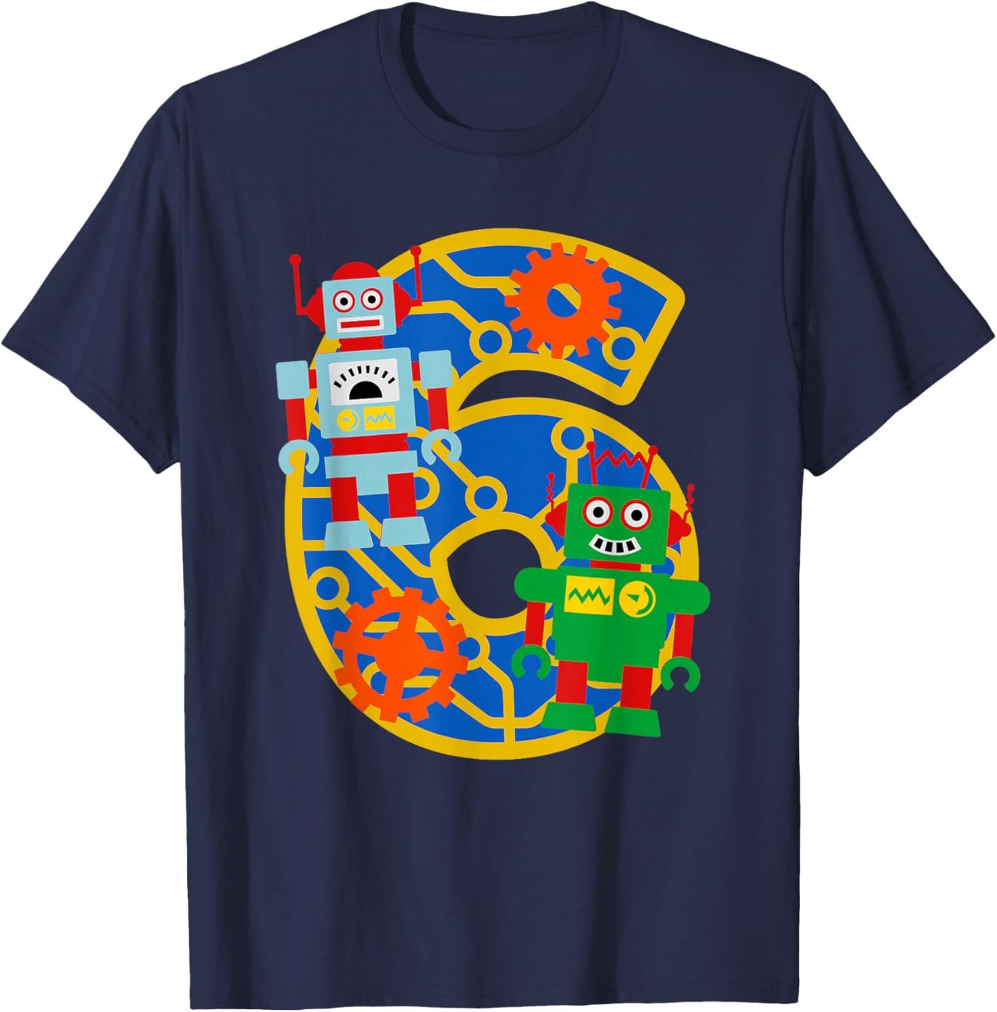 6th Birthday Boy 6 Year Old Little Robot Robotics Engineer T-Shirt - T-Shirt | Navy
