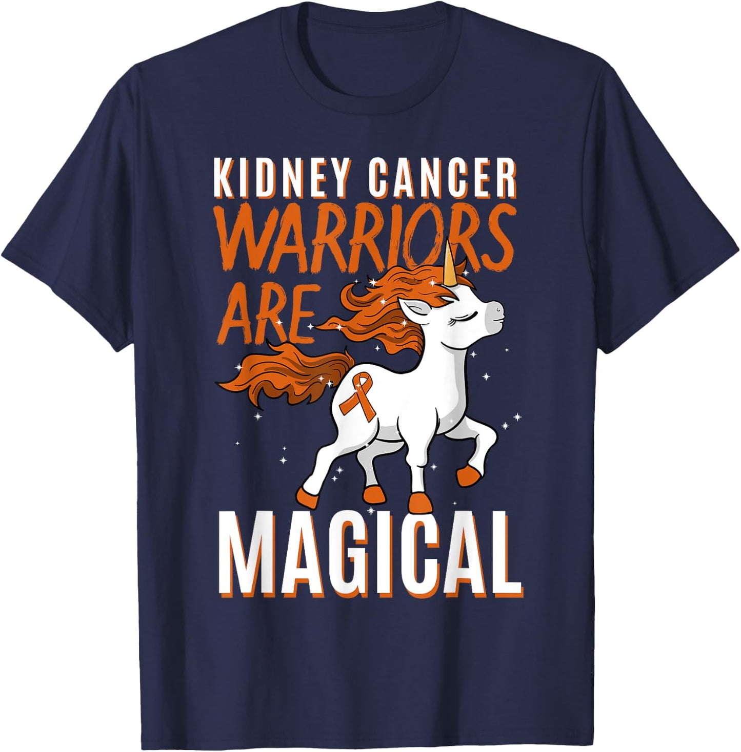 Kidney Cancer Awareness Supporter Warrior Unicorn Lover Gift T-Shirt - T-Shirt | Navy