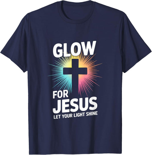 Glow For Jesus Let Your Light Shine T-Shirt - T-Shirt | Navy