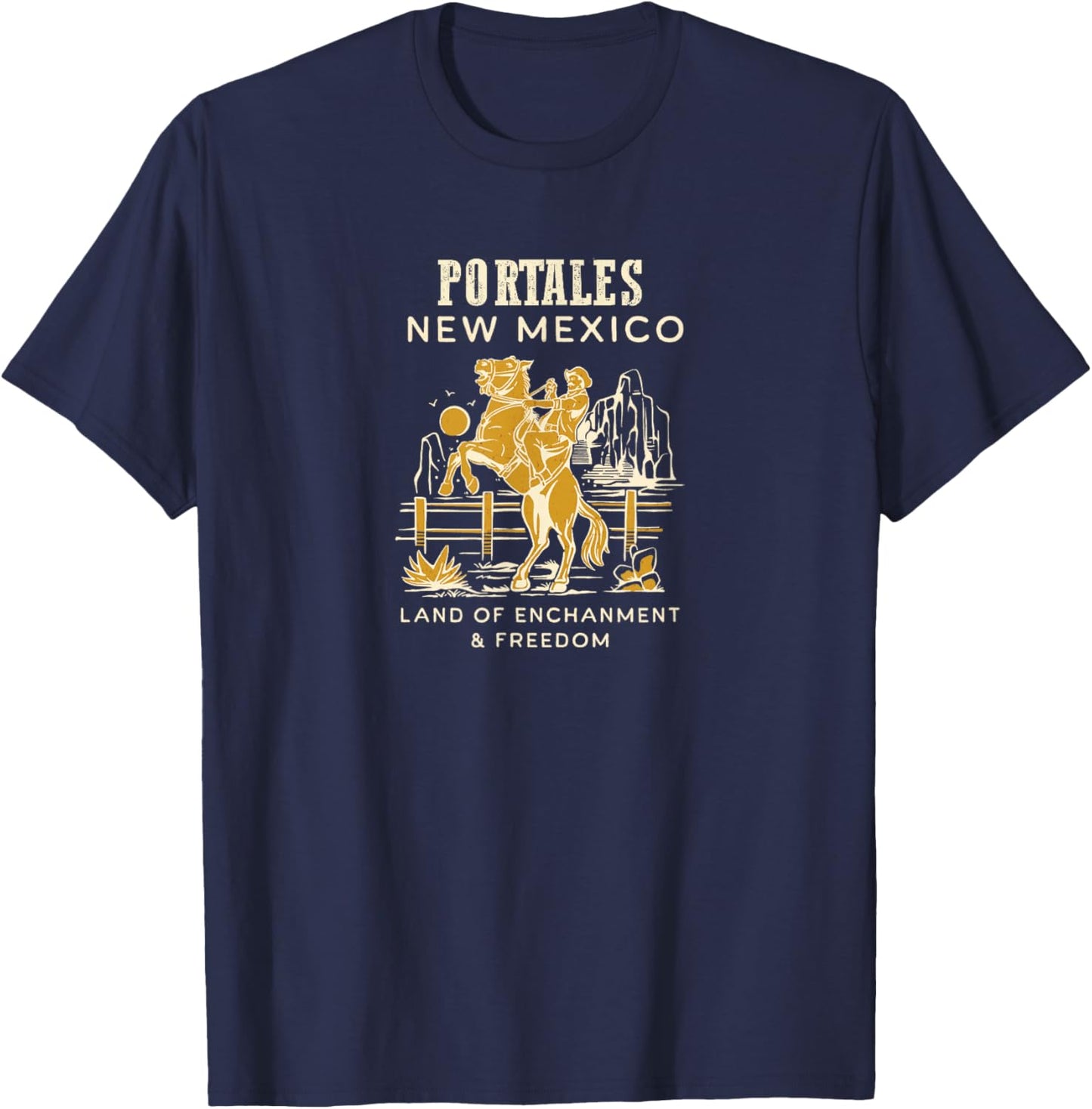 Retro New Mexico Hometown: Portales, New Mexico T-Shirt - T-Shirt | Navy
