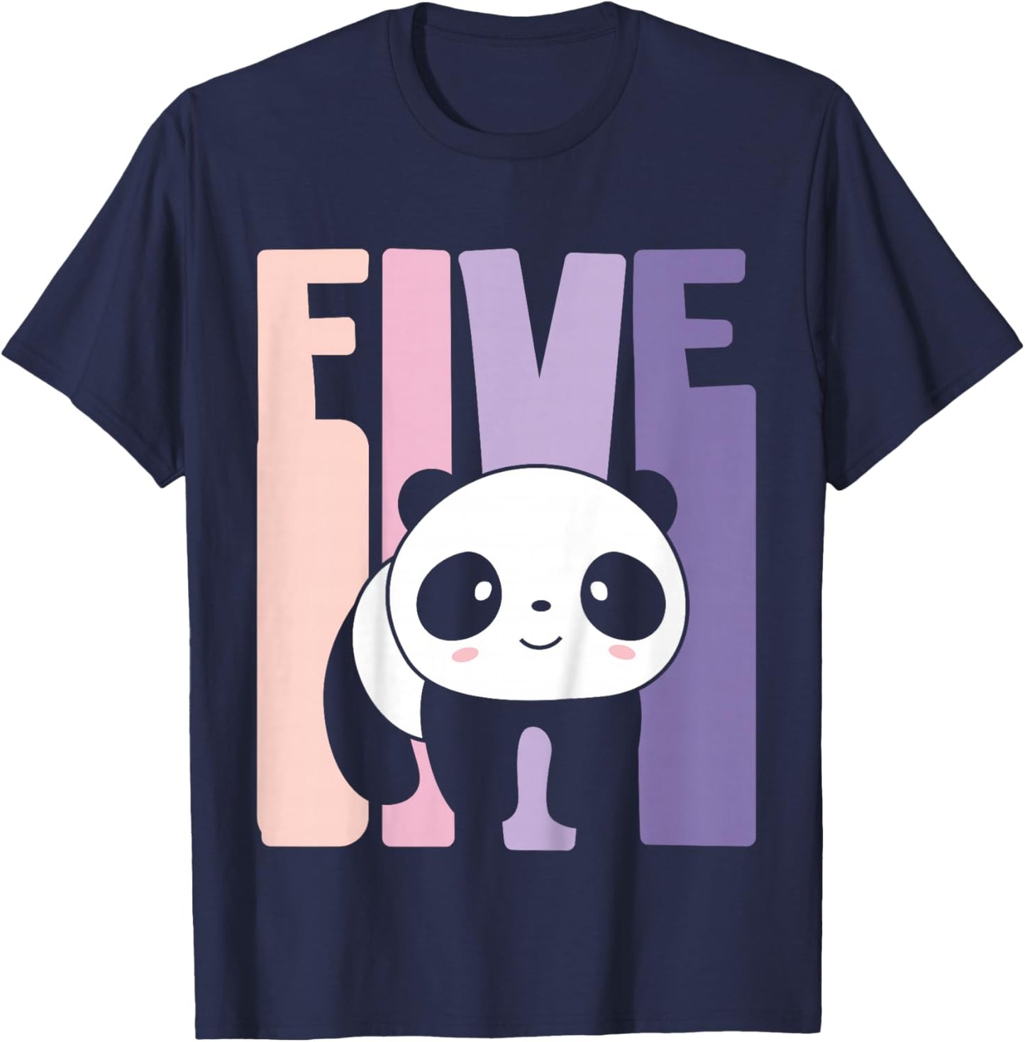 5 Year Old Cute Panda Birthday Girl 5th B-day T-Shirt - T-Shirt | Navy
