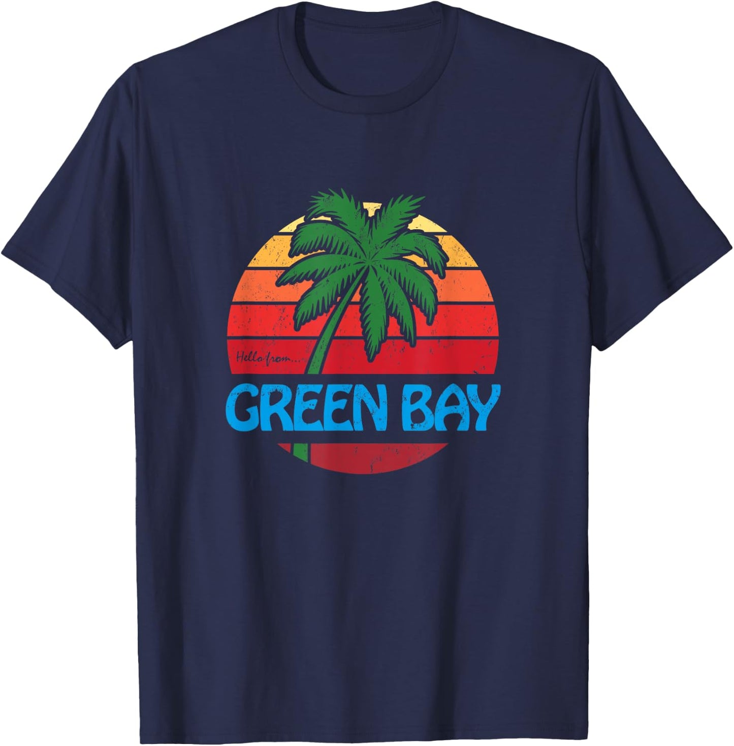 Green Bay Summer Palm Tree Beach Souvenir T-Shirt - T-Shirt | Navy