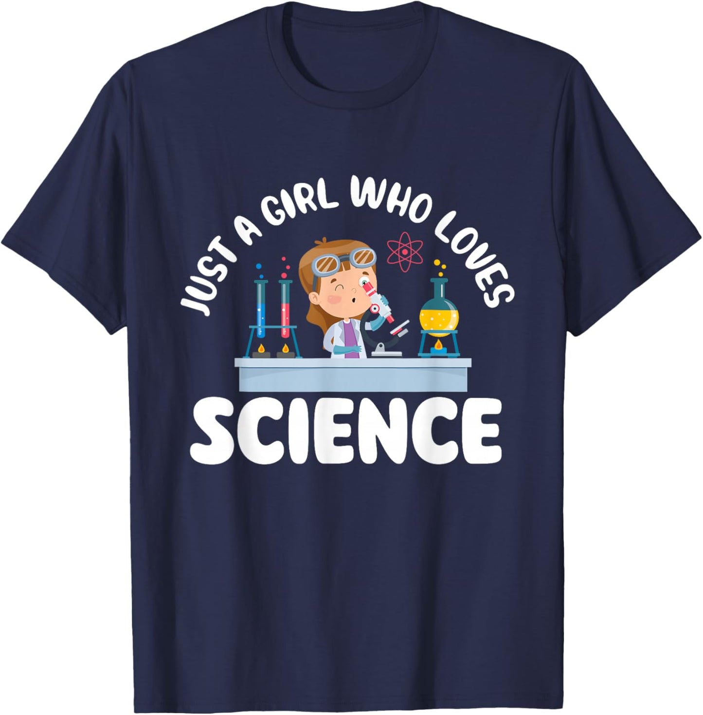 Just A Girl Who Loves Science - Biology Lover Science Fan T-Shirt - T-Shirt | Navy