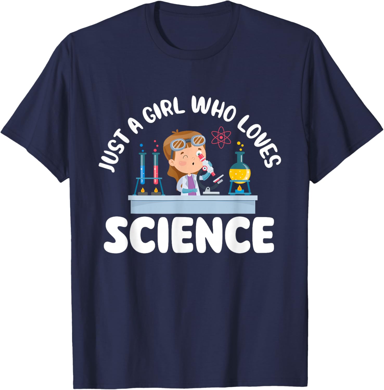 Just A Girl Who Loves Science - Biology Lover Science Fan T-Shirt - T-Shirt | Navy
