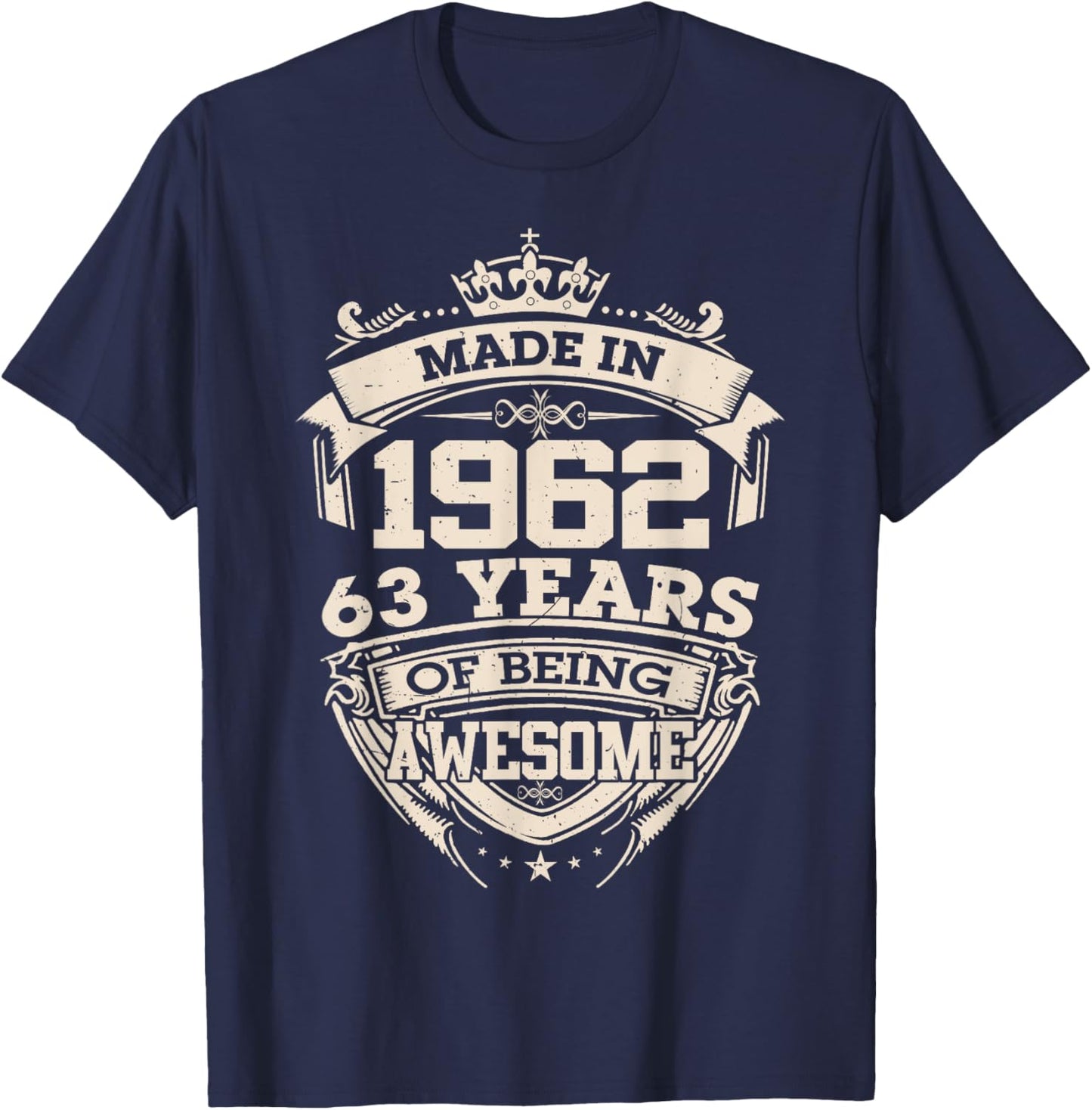 Made in 1962 63 Years of Being Awesome 63th Birthday Vintage T-Shirt - T-Shirt | Navy