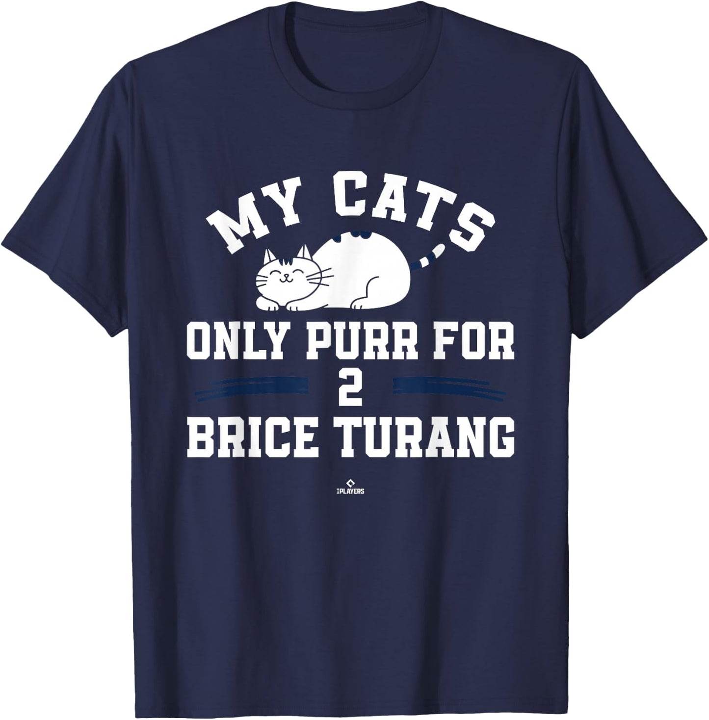 Cat Lovers for Brice Turang Milwaukee Baseball MLBPA T-Shirt - T-Shirt | Navy