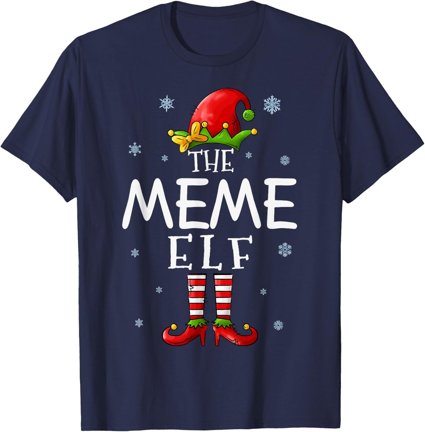 The Meme Elf Funny Grandma Xmas Groupe Matching Christmas T-Shirt - T-Shirt | Navy