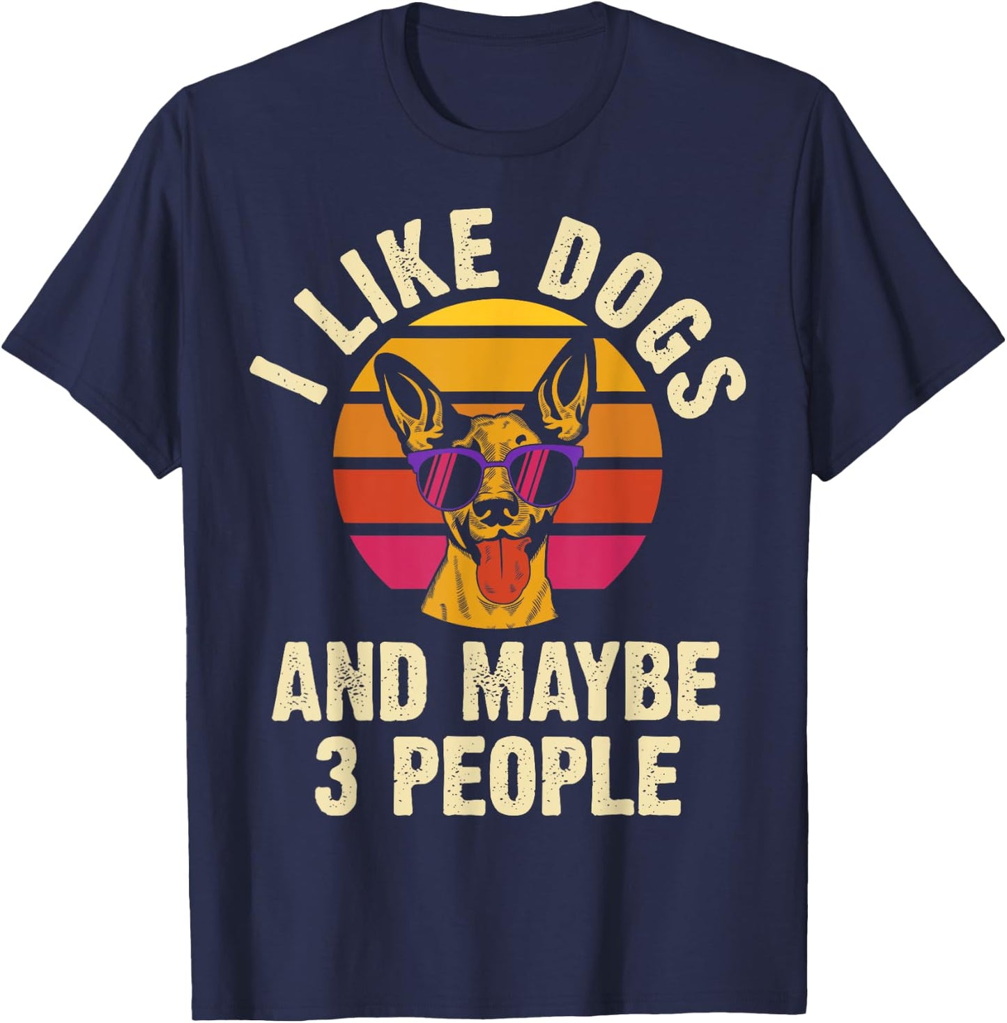 I like Dogs and maybe 3 people funny vintage dog themed gift Men Women Girls Kids T-Shirt - T-Shirt | Navy