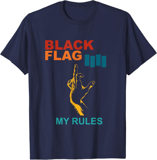 Black Flag My Rules Retro T-Shirt - T-Shirt | Navy