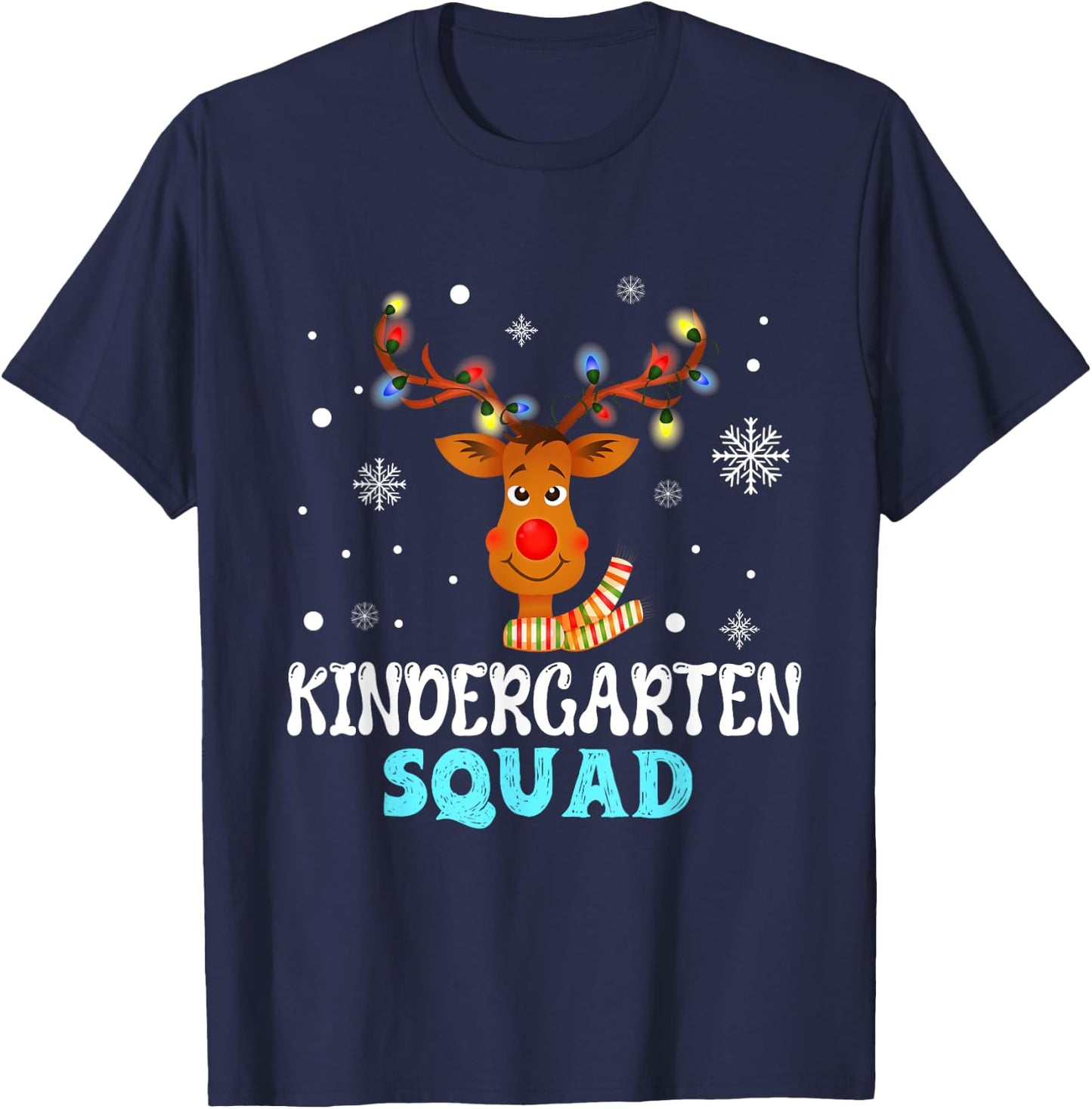kindergarten Teacher Christmas Squad Reindeer Xmas T-Shirt - T-Shirt | Navy