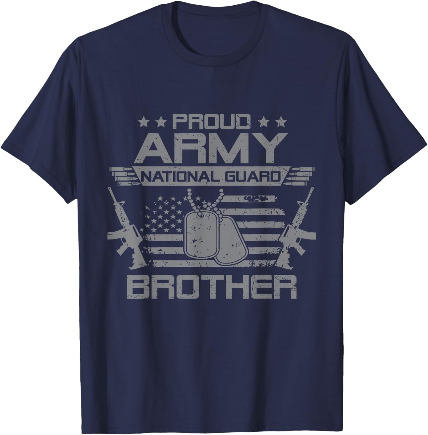 Proud Army National Guard Brother Flag USA Military Veteran T-Shirt - T-Shirt | Navy