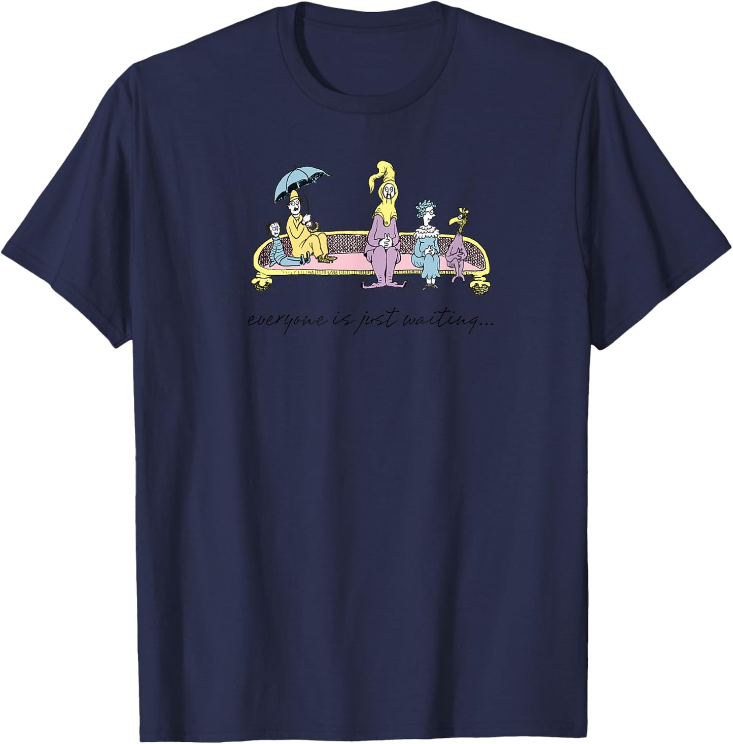 Dr. Seuss Oh the Places You'll Go Everyone is Just Waiting T-Shirt - T-Shirt | Navy