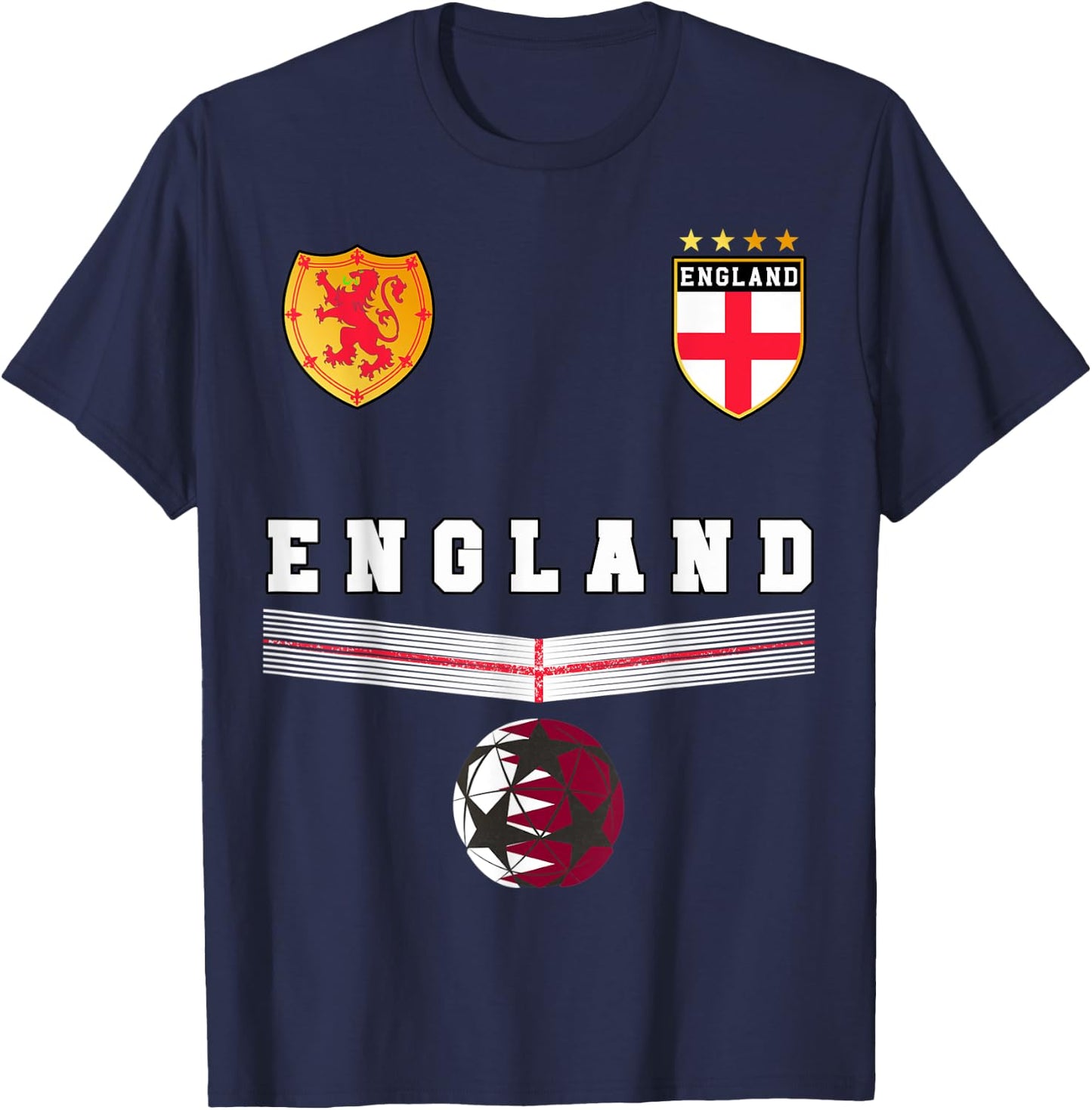 England Soccer Fans Jersey English Flag Football Lovers T-Shirt - T-Shirt | Navy
