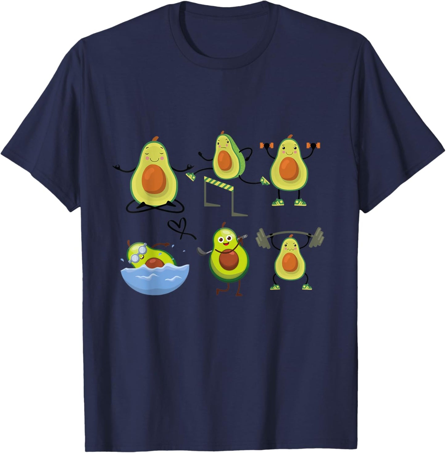 Funny Avocado Yoga Fitness Funny Exercising Gym Avocado T-Shirt - T-Shirt | Navy