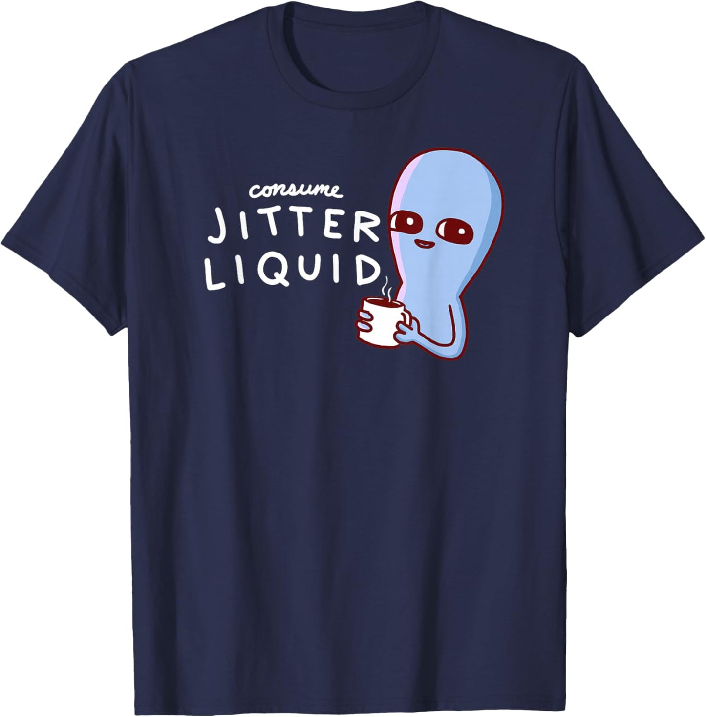 Threadless Nathan W. Pyle Jitter Liquid Graphic T-Shirt - T-Shirt | Navy