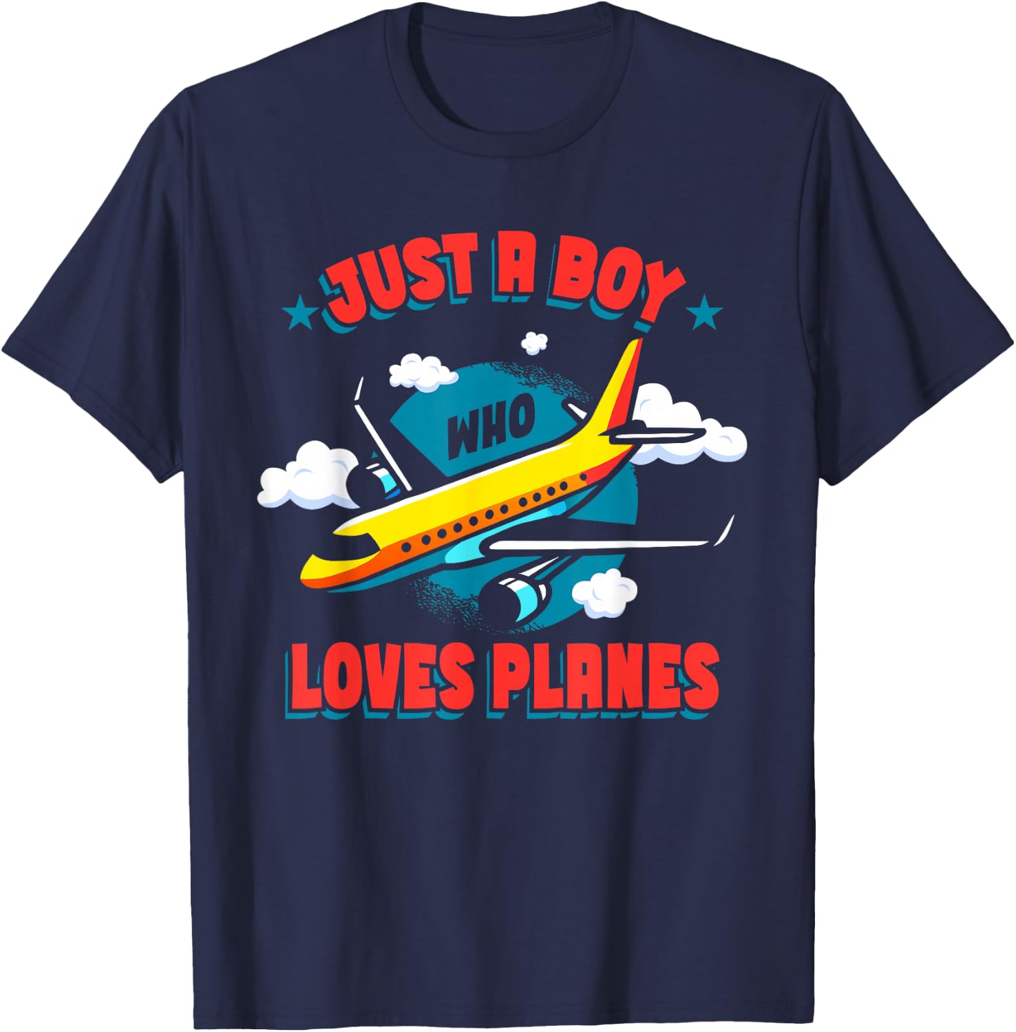 Just A Boy Who Loves Planes Airplane Kids Pilot T-Shirt - T-Shirt | Navy