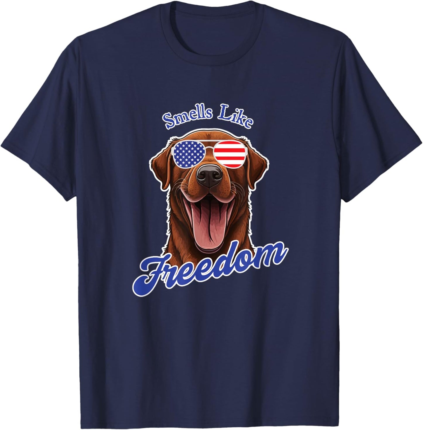 Chocolate Lab American Flag Patriotic 4th of July Vintage Women Men T-Shirt - T-Shirt | Navy