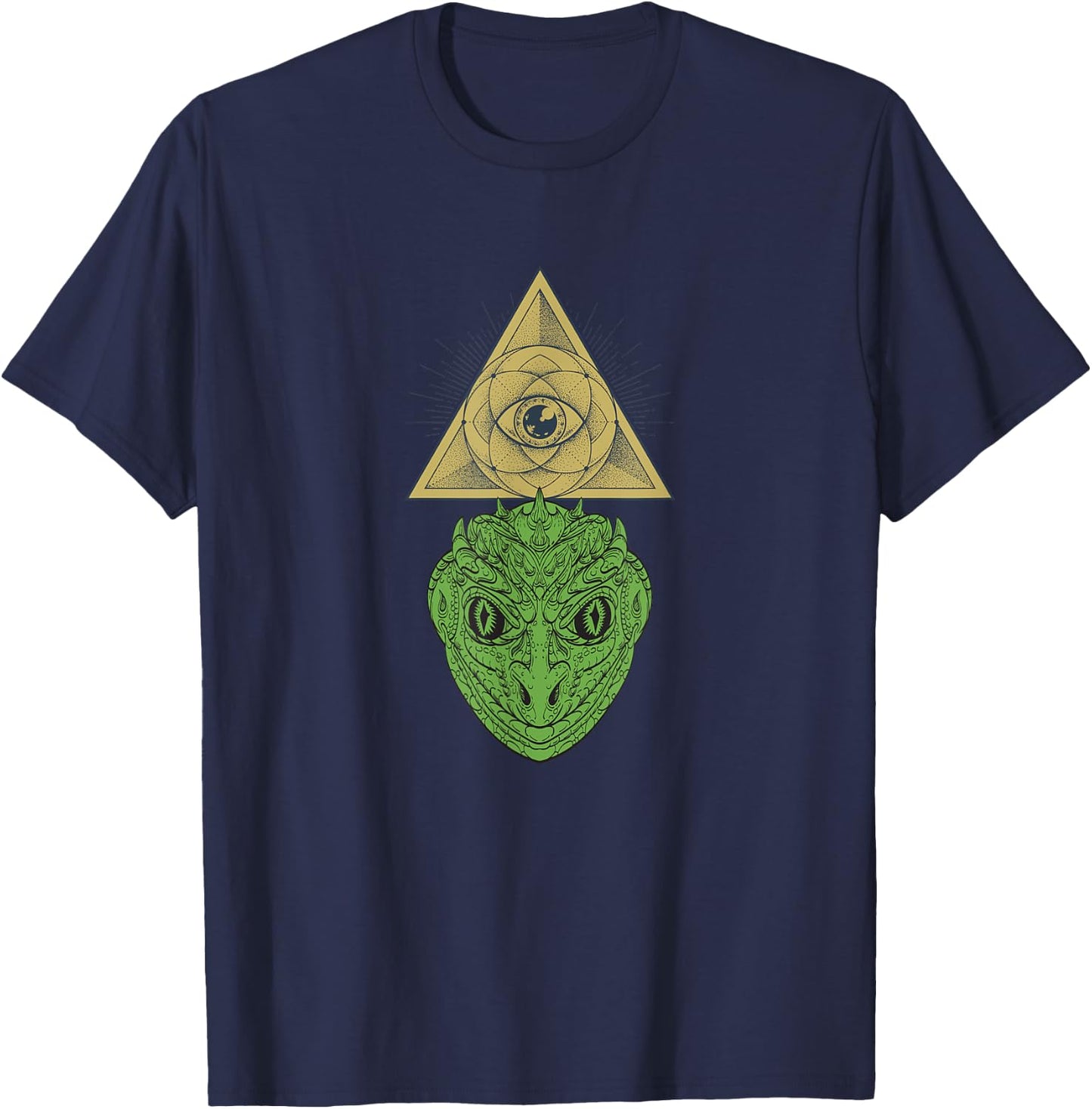 Reptilian Illuminati Conspiracy Theory T-Shirt - T-Shirt | Navy