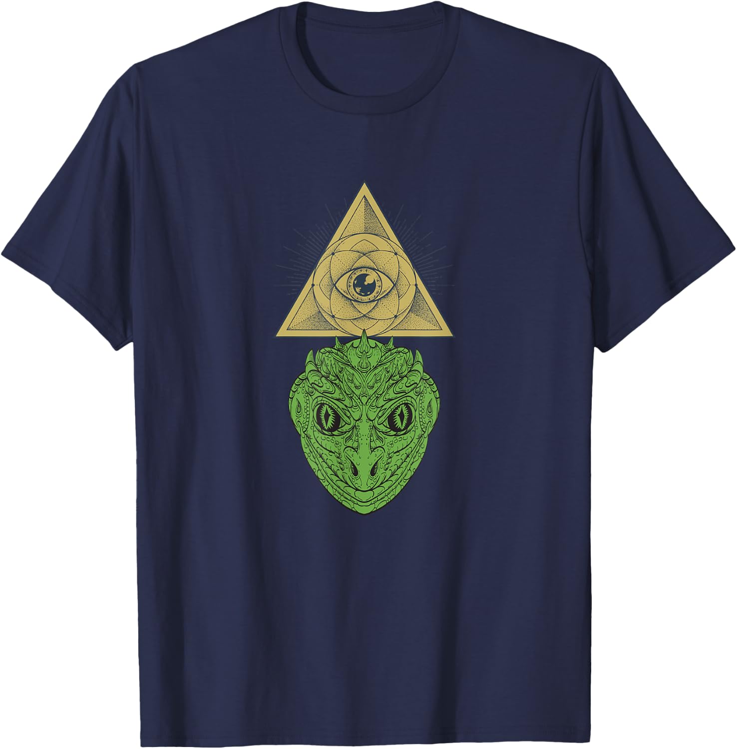 Reptilian Illuminati Conspiracy Theory T-Shirt - T-Shirt | Navy