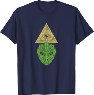 Reptilian Illuminati Conspiracy Theory T-Shirt - T-Shirt | Navy