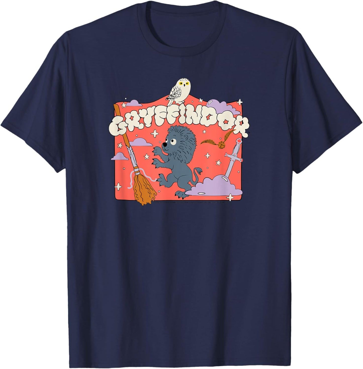 Amazon Essentials Harry Potter Hogwarts Gryffindor House Cartoon Scene T-Shirt - T-Shirt | Navy