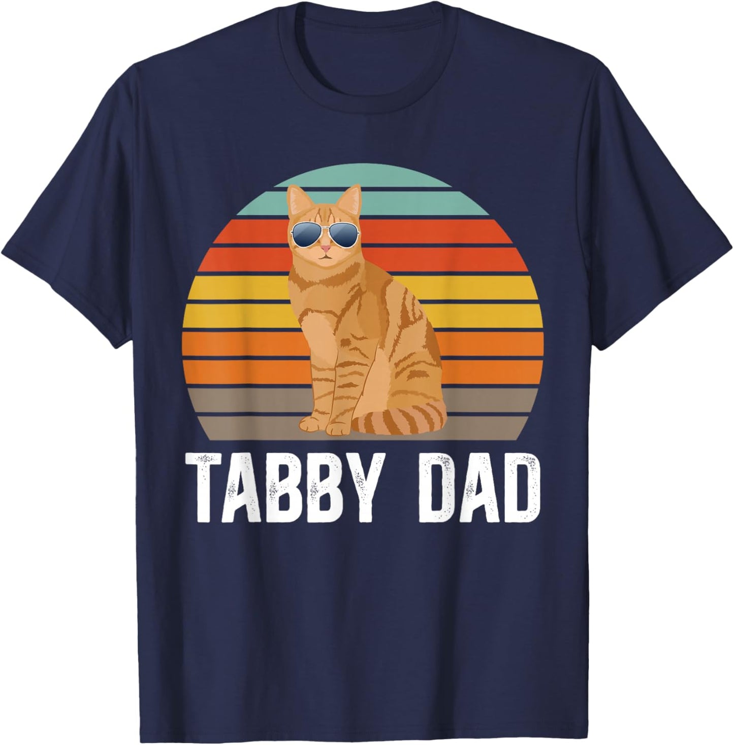 Orange Tabby Cat Dad Retro Orange Tabby Cat Owner T-Shirt - T-Shirt | Navy