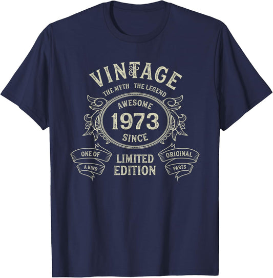 Vintage Born 1973 Limited Edition 52nd Birthday 52 years old T-Shirt - T-Shirt | Navy