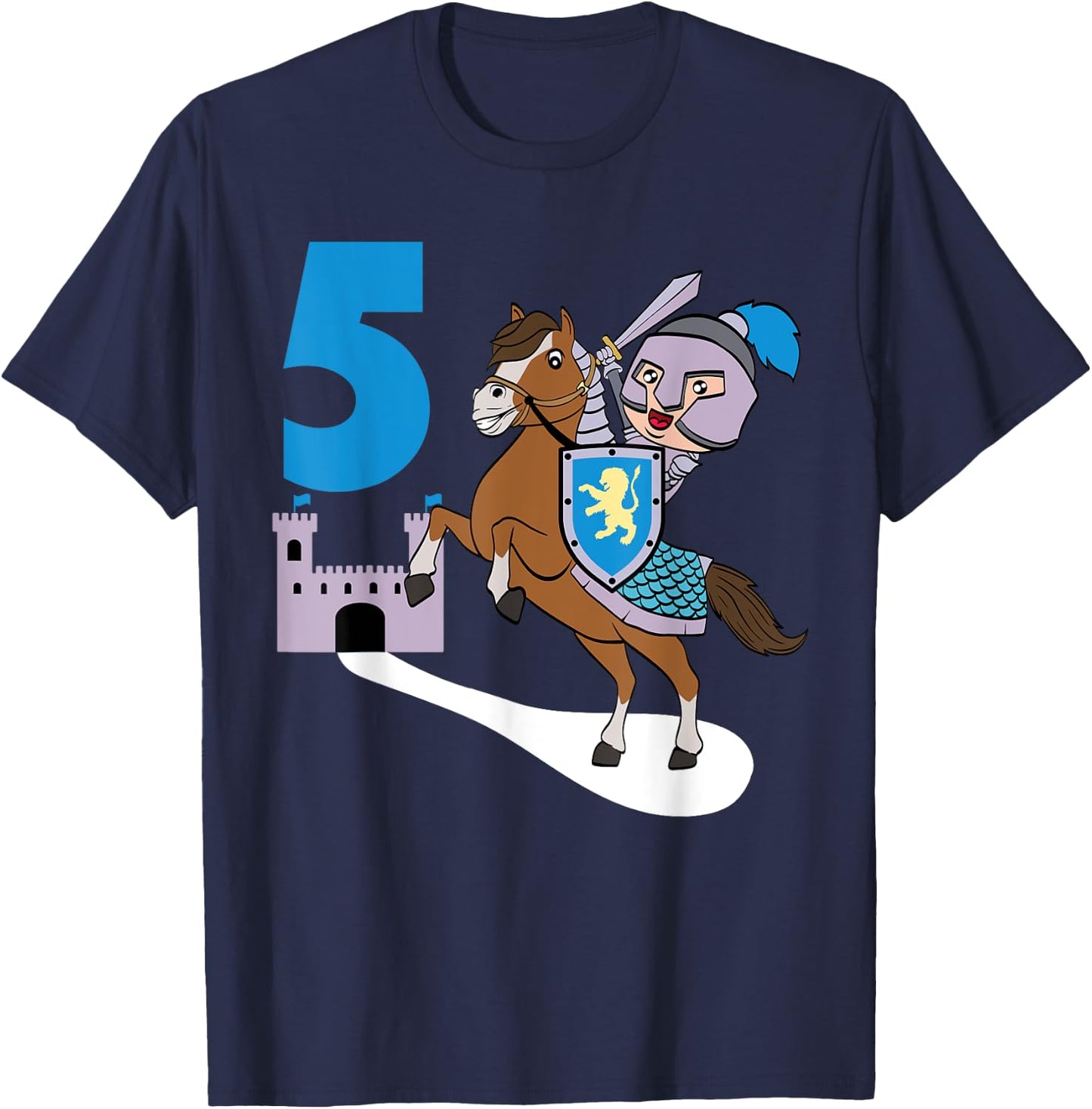 Children's Knight 5th Birthday Castle Castle Armor Medieval T-Shirt - T-Shirt | Navy