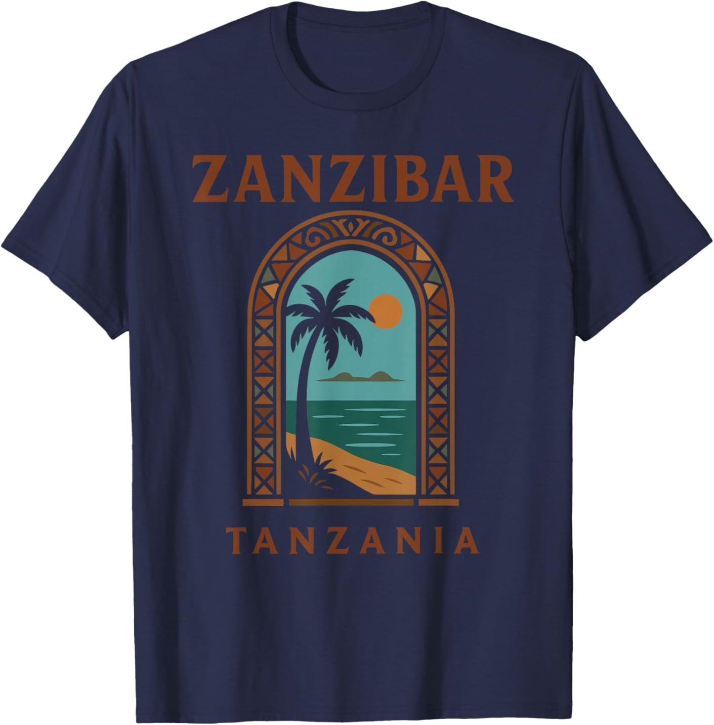 Zanzibar Tanzania Retro Stone Town Island Travel African Art T-Shirt - T-Shirt | Navy