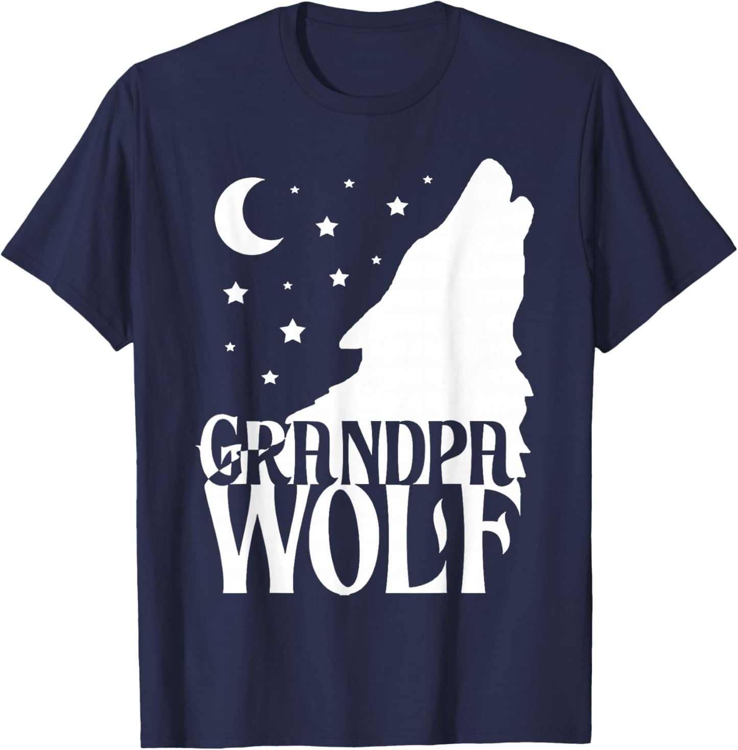 Grandpa Wolf Gift Matching Family Tribe Wolves Moon T-Shirt - T-Shirt | Navy