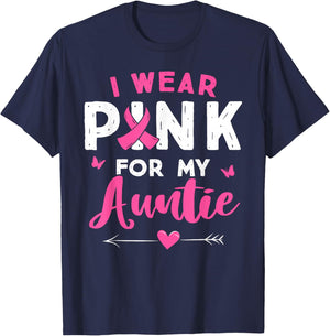 I Wear Pink For My Auntie Breast Cancer Awareness Supporter T-Shirt - T-Shirt | Navy