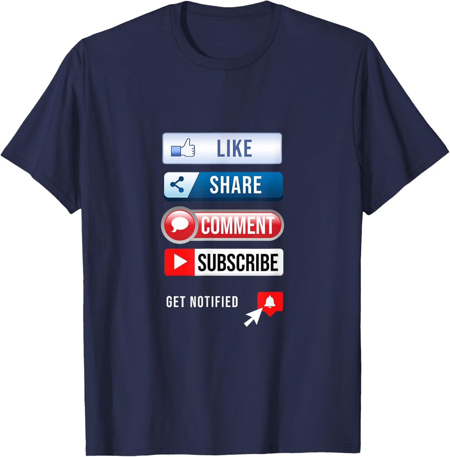 Social Media Like Share Comment Subscribe Vlogger T-Shirt - T-Shirt | Navy