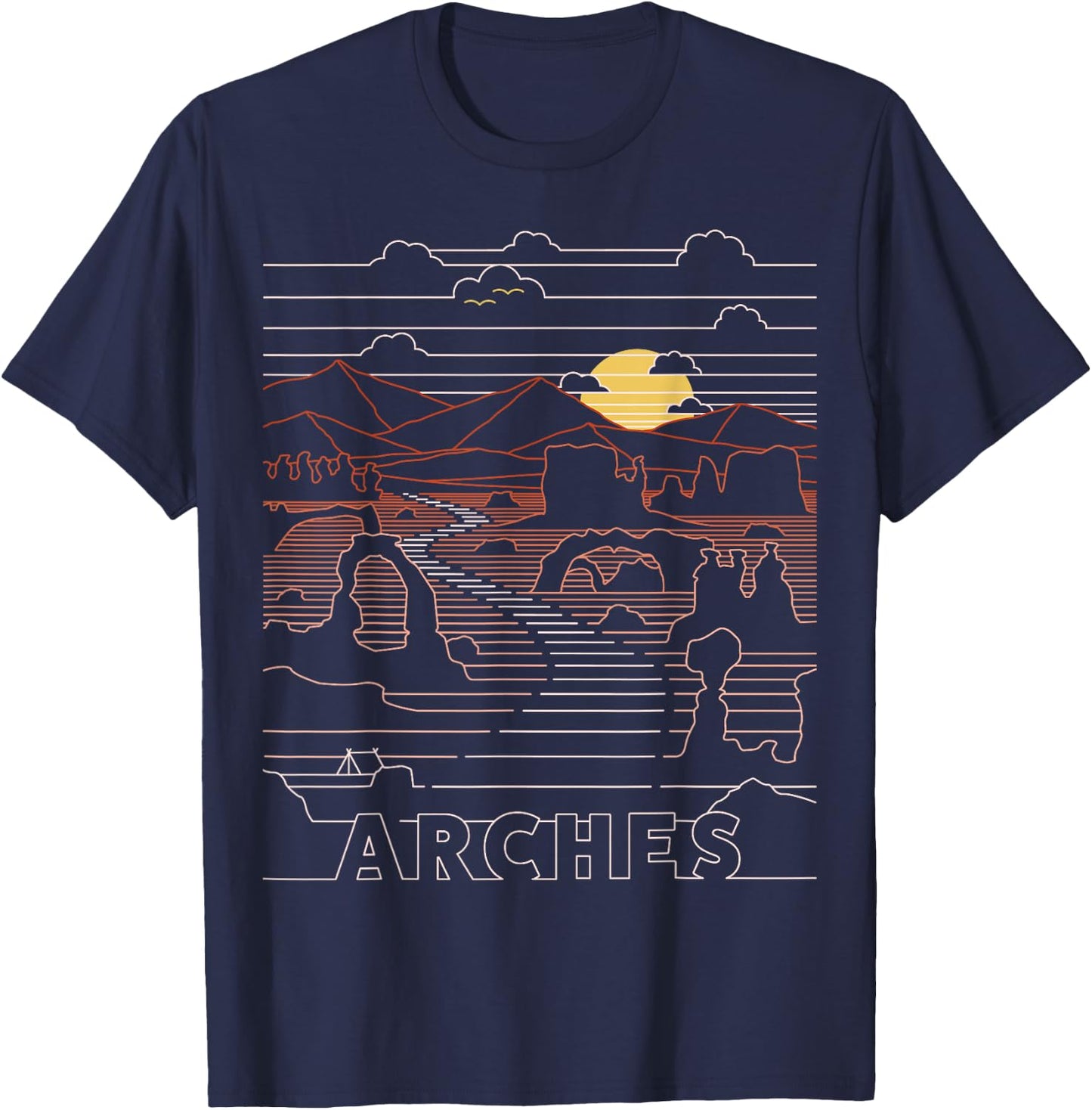 Vintage Retro Arches National Park - Delicate Arch Moab Utah T-Shirt - T-Shirt | Navy