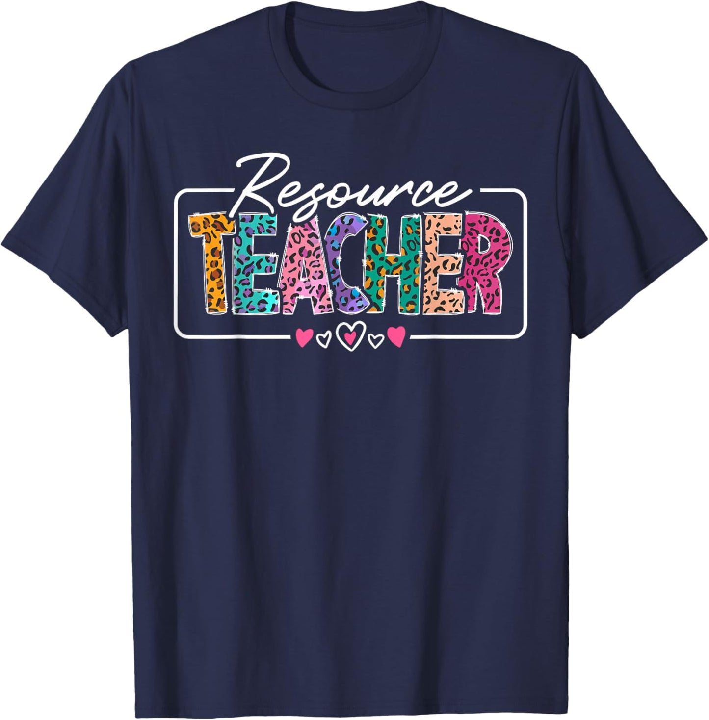 Resource Teacher Appreciation Heart Leopard Women T-Shirt - T-Shirt | Navy