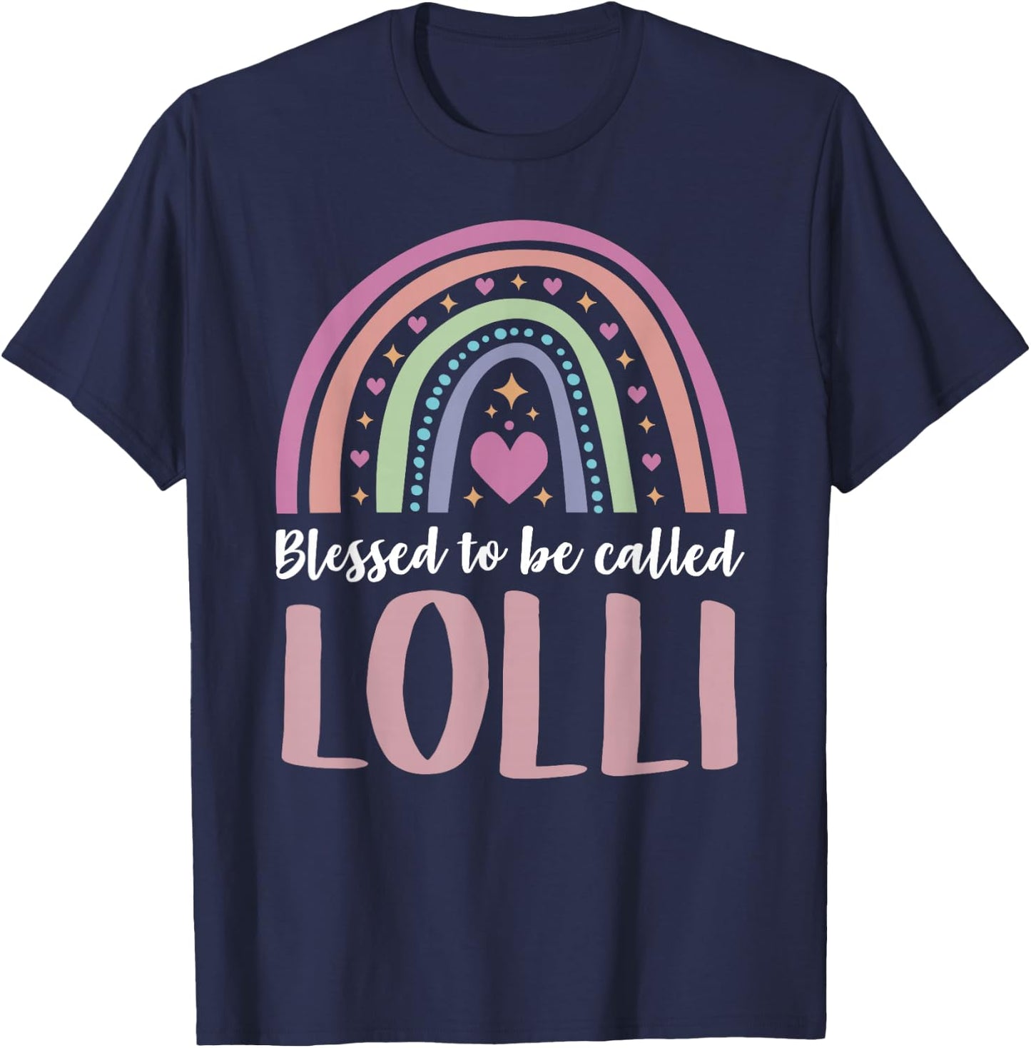 Lolli Shirt for Grandma Women Mothers Day Blessed Lolli T-Shirt - T-Shirt | Navy