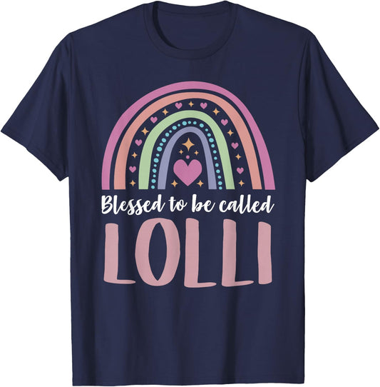 Lolli Shirt for Grandma Women Mothers Day Blessed Lolli T-Shirt - T-Shirt | Navy
